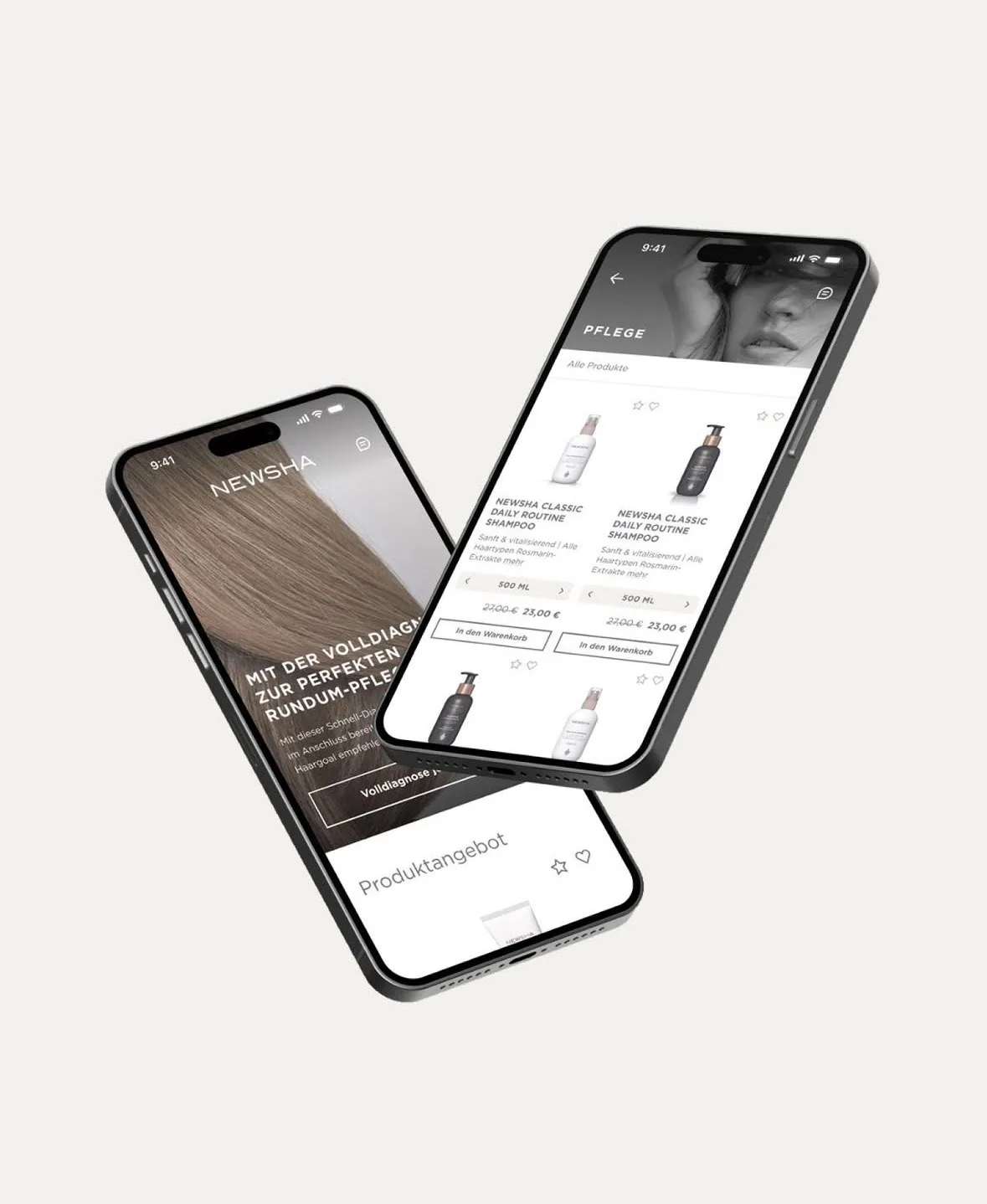 NEWSHA mobile app — product browsing and cart