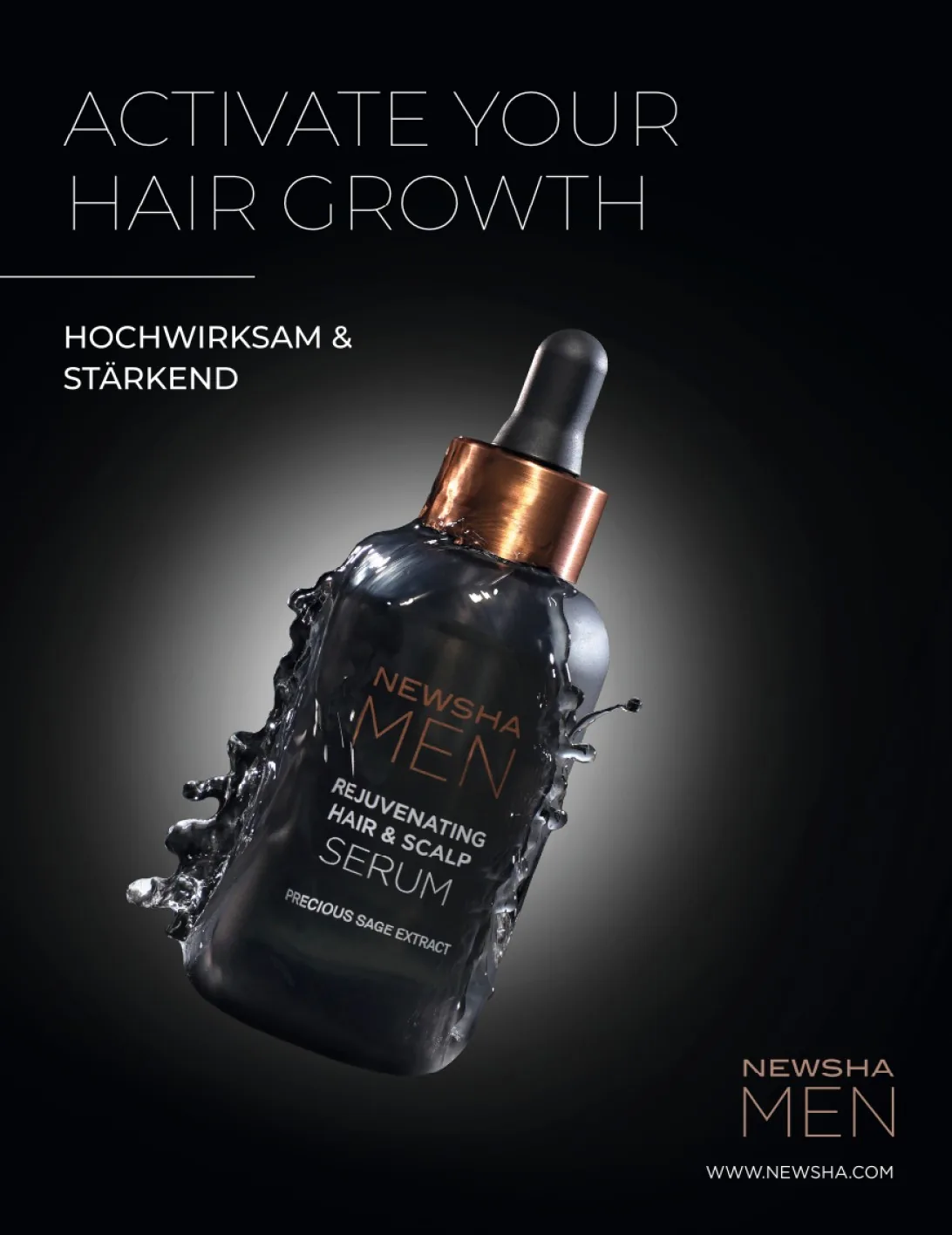 NEWSHA MEN — hair growth serum campaign ad